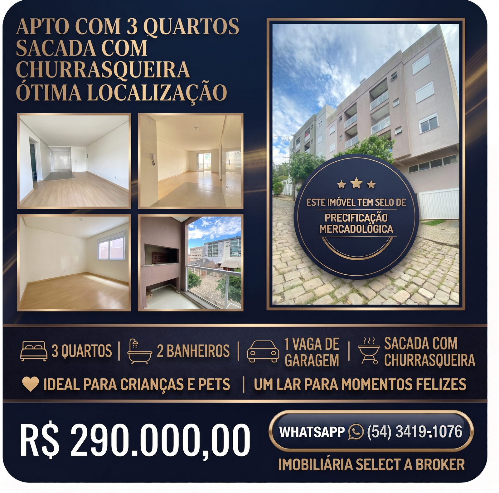 Apartamento novo de 3 dormitórios no Residencial Arantes I