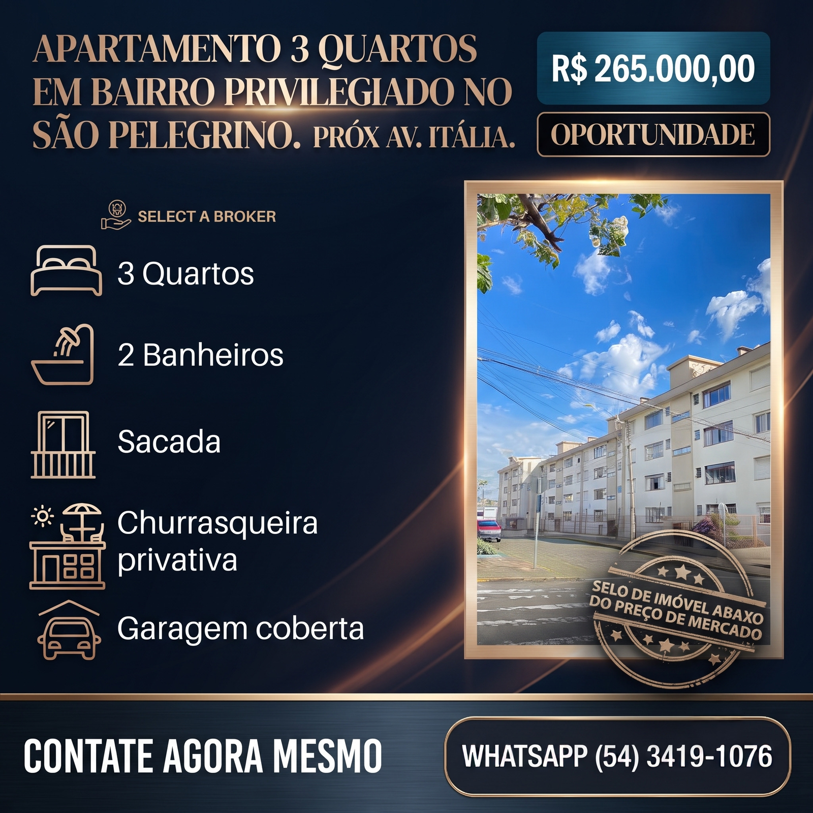 Apartamento de 3 dormitórios no São Pelegrino — Condomínio Ana Capri