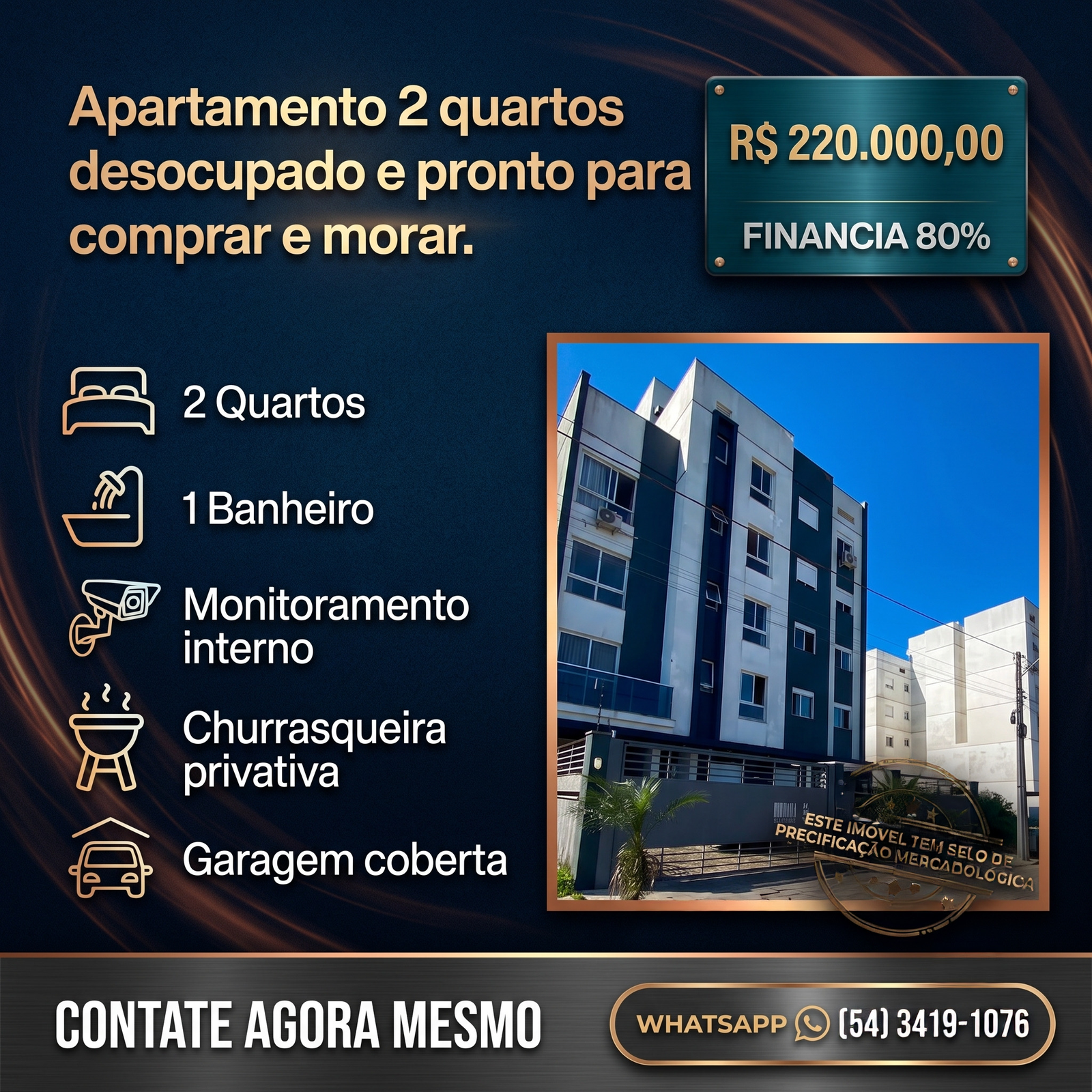 Apartamento novo de 2 dormitórios no Residencial Mobi